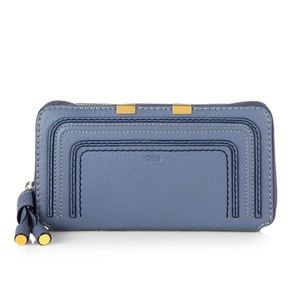 Chloe Marcie Long Zip Around Wallet Street Blue